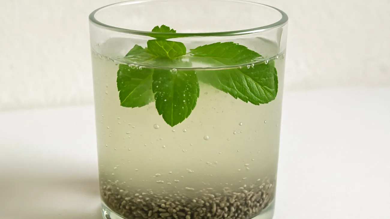 Kefir d'acqua con semi di chia e menta fresca"