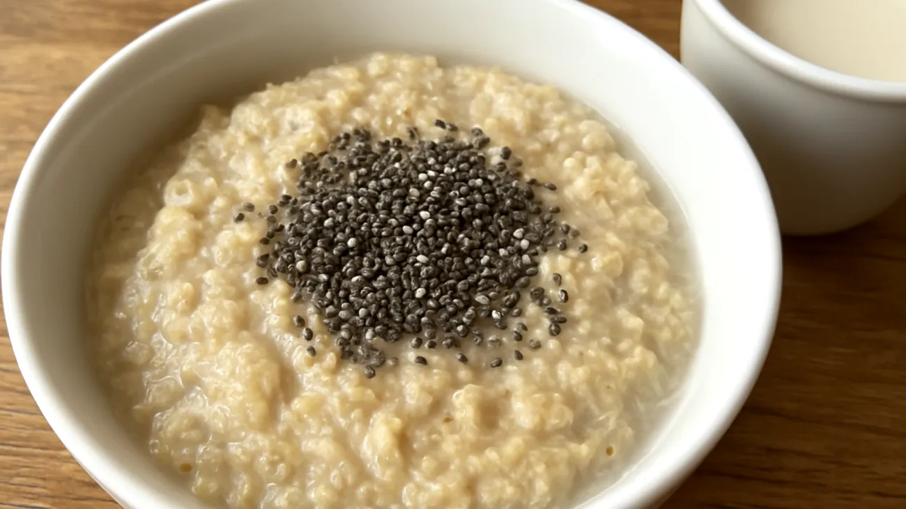 Porridge di quinoa con semi di chia e latte di mandorle"