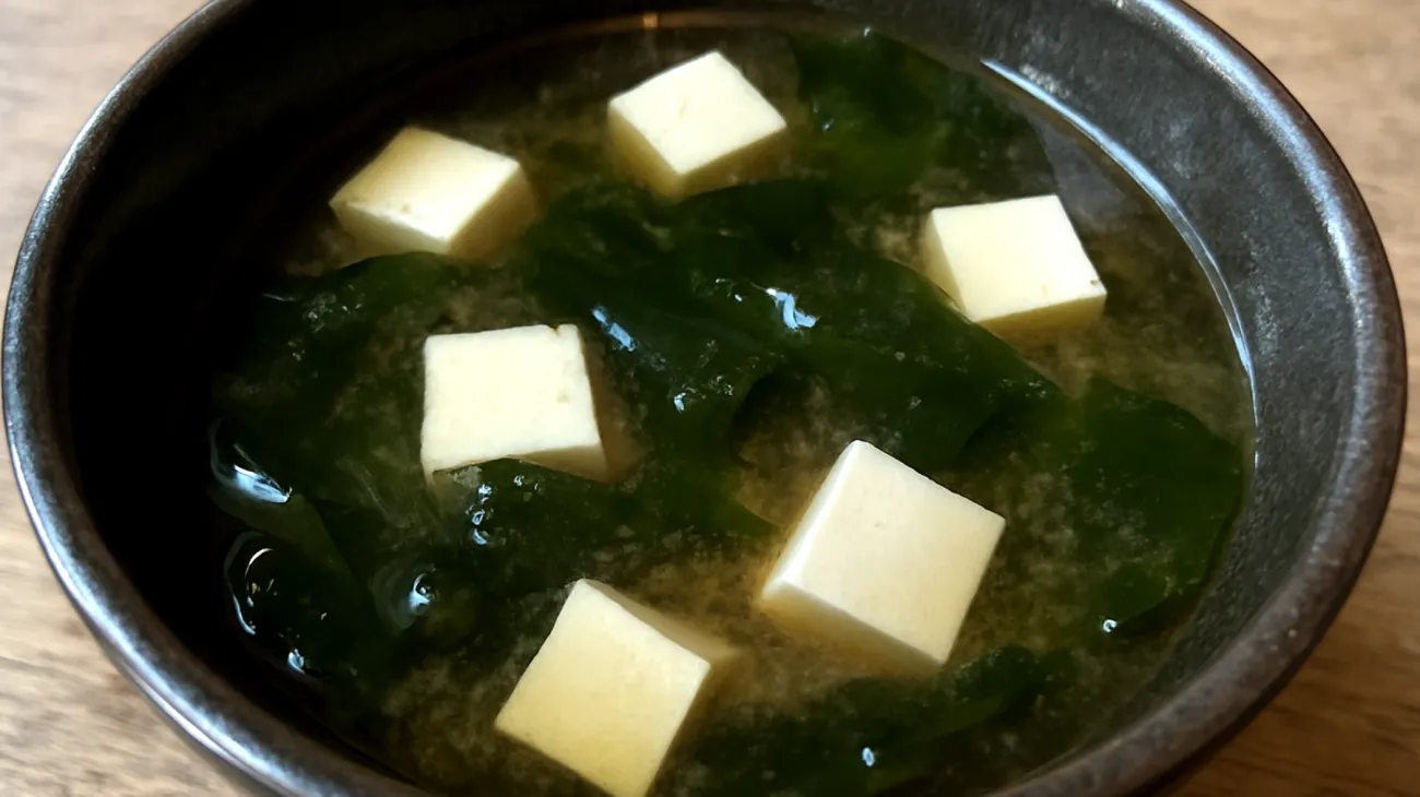 Zuppa di miso con alghe wakame e tofu"