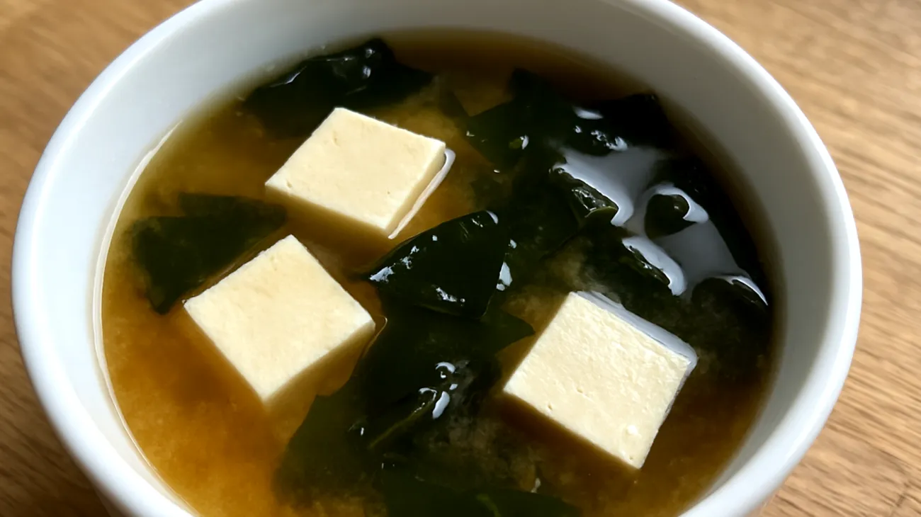 Zuppa di miso con tofu e wakame"